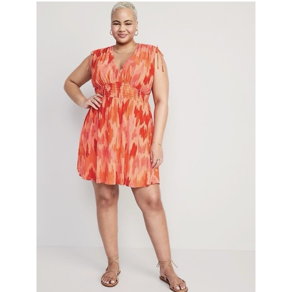 Old Navy Women's Size 2X ~ Waist-Defined Sleeveless Smocked Mesh Mini Dress NWT